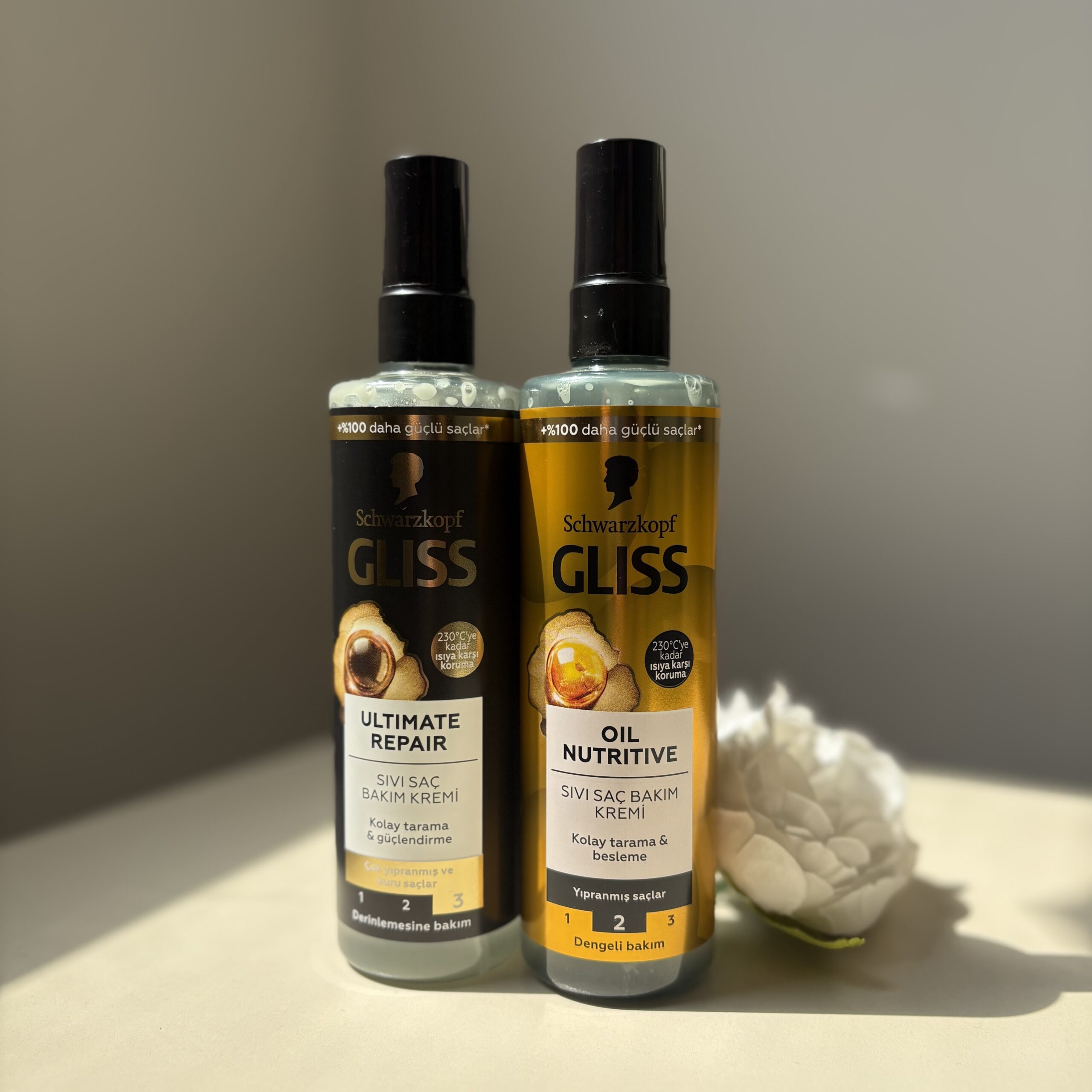 IMG_8392 اسپری دو فاز مو گلیس Gliss مدل Ultimate Repair و Oil Nutritive حجم ۲۰۰ میل (مشکی و طلایی) - Image 1